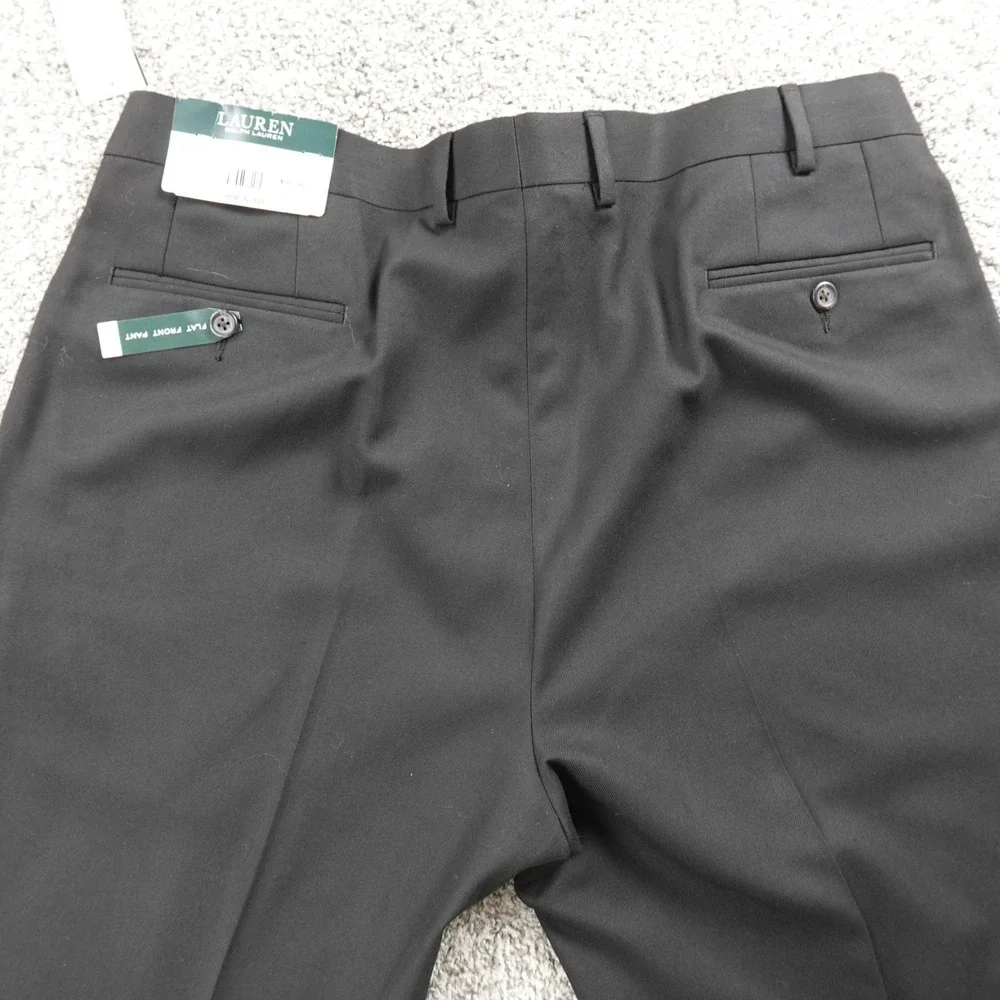 NEW Ralph Lauren Pants Mens 38X32 Black Chino Trouser Dress‎ Slacks Flat Front
